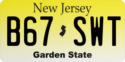 NJ license plate B67SWT