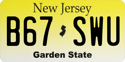 NJ license plate B67SWU