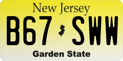 NJ license plate B67SWW