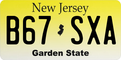 NJ license plate B67SXA