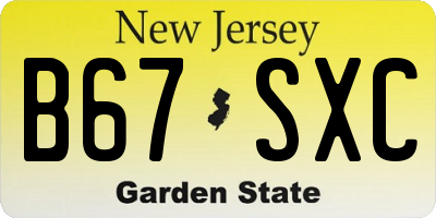 NJ license plate B67SXC