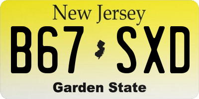 NJ license plate B67SXD