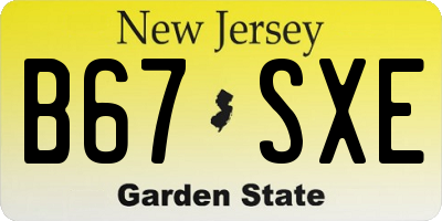 NJ license plate B67SXE
