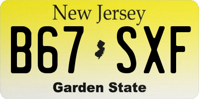 NJ license plate B67SXF