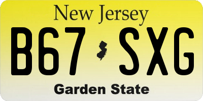 NJ license plate B67SXG