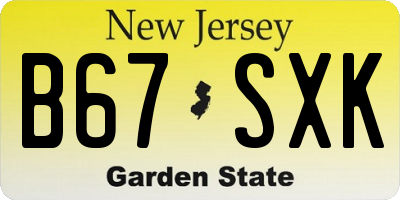 NJ license plate B67SXK