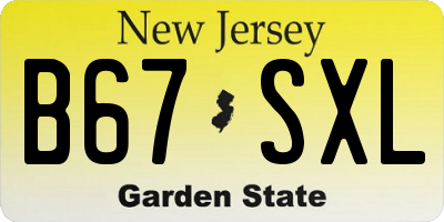 NJ license plate B67SXL
