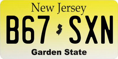 NJ license plate B67SXN