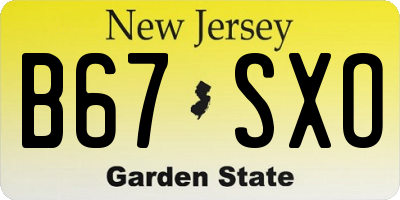 NJ license plate B67SXO
