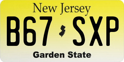 NJ license plate B67SXP