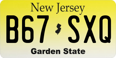 NJ license plate B67SXQ
