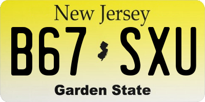 NJ license plate B67SXU