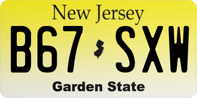 NJ license plate B67SXW