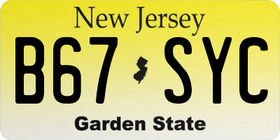 NJ license plate B67SYC