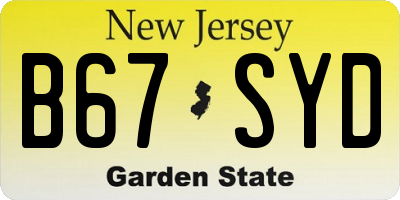 NJ license plate B67SYD