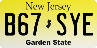 NJ license plate B67SYE