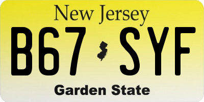 NJ license plate B67SYF