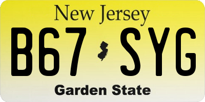 NJ license plate B67SYG