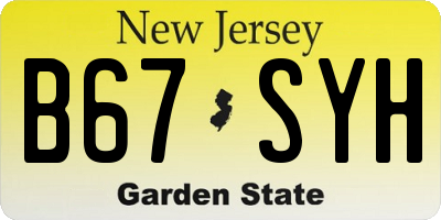 NJ license plate B67SYH
