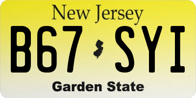 NJ license plate B67SYI