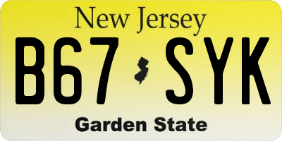 NJ license plate B67SYK