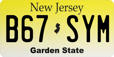 NJ license plate B67SYM