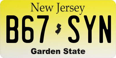 NJ license plate B67SYN