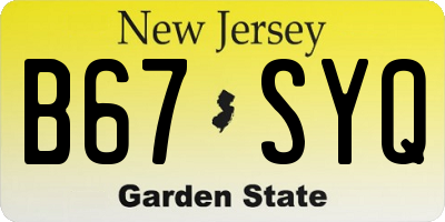 NJ license plate B67SYQ