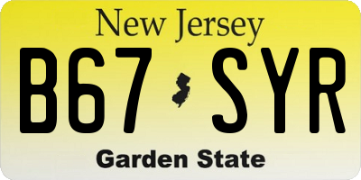 NJ license plate B67SYR