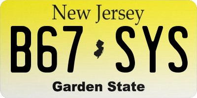 NJ license plate B67SYS