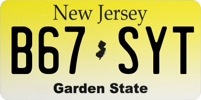 NJ license plate B67SYT