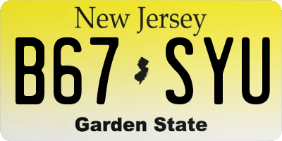NJ license plate B67SYU