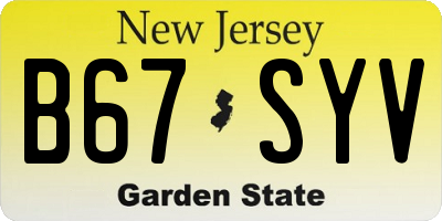 NJ license plate B67SYV