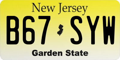 NJ license plate B67SYW