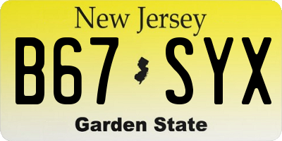 NJ license plate B67SYX