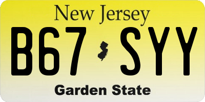 NJ license plate B67SYY