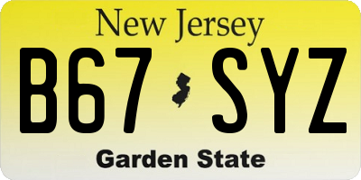 NJ license plate B67SYZ