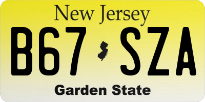 NJ license plate B67SZA