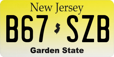 NJ license plate B67SZB