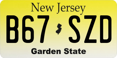 NJ license plate B67SZD