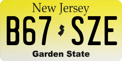 NJ license plate B67SZE