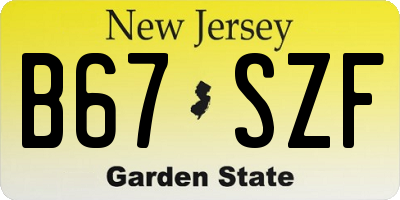 NJ license plate B67SZF
