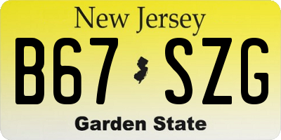 NJ license plate B67SZG