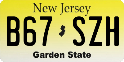 NJ license plate B67SZH