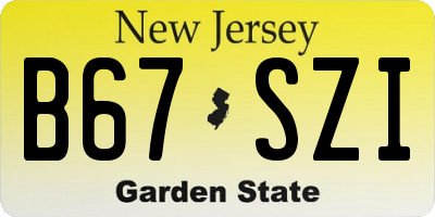 NJ license plate B67SZI