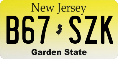 NJ license plate B67SZK