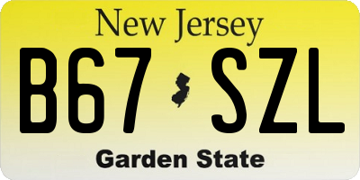 NJ license plate B67SZL