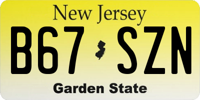 NJ license plate B67SZN