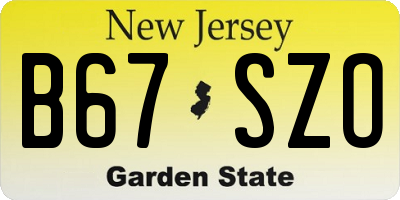 NJ license plate B67SZO