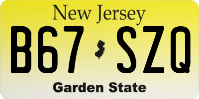 NJ license plate B67SZQ